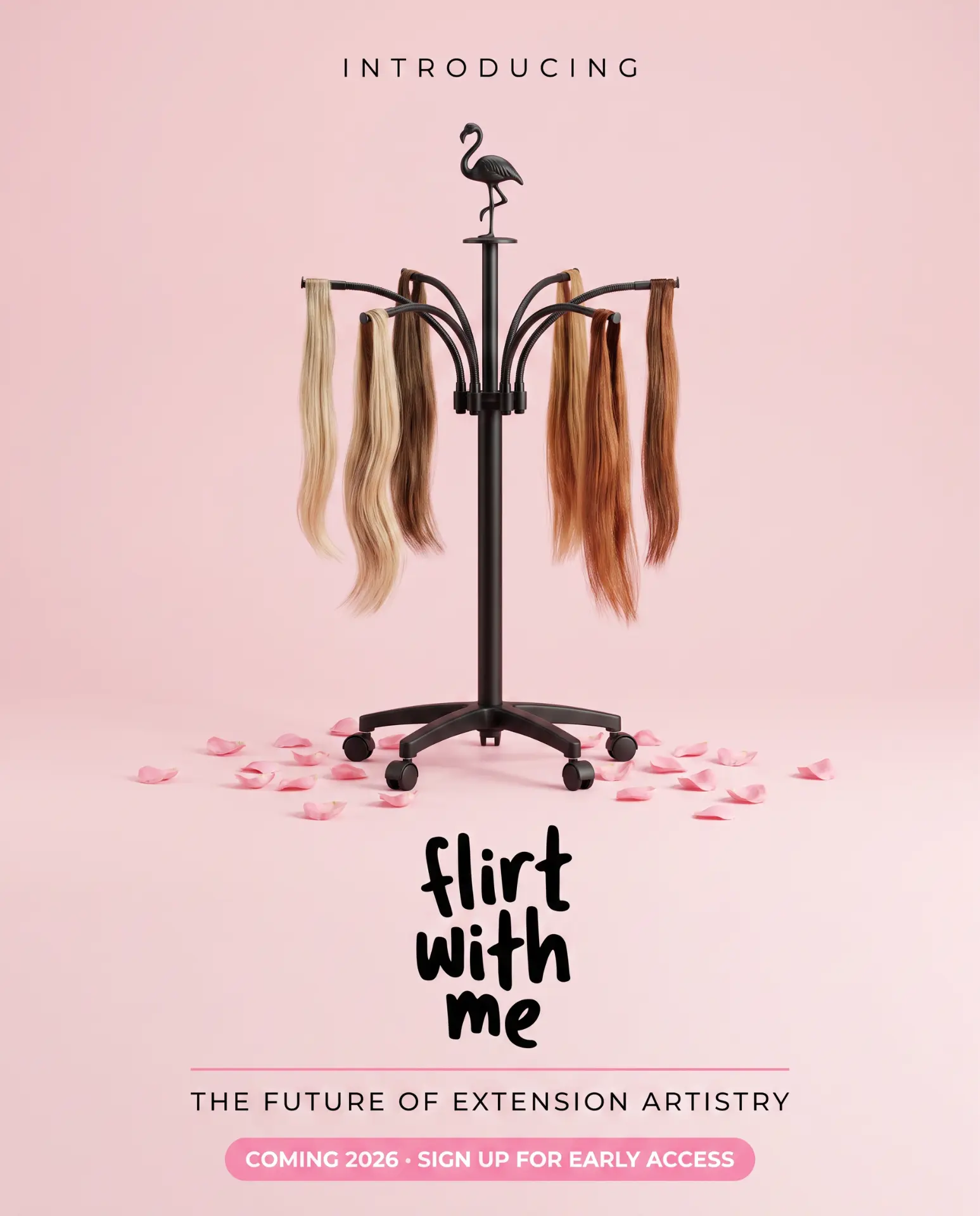 Flirt With Me hands-free extension station with hair extensions